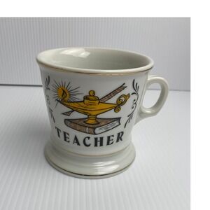 Teacher Mug Lamp Book Design Gold Trim Ceramic Coffee Cup
